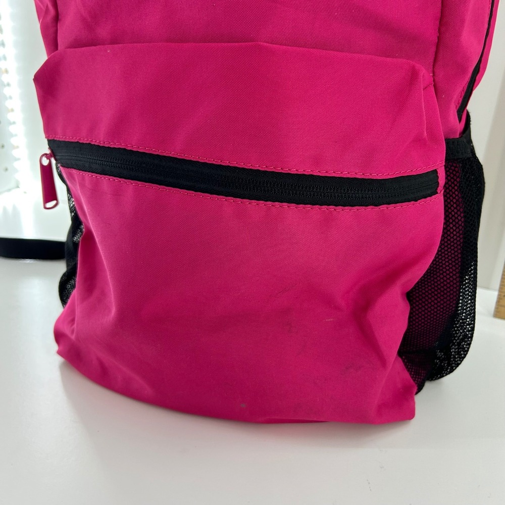 Puma Pink Backpack with White Logo Mesh Side Pockets Front Zip Pocket Bookbag - Picture 7 of 7